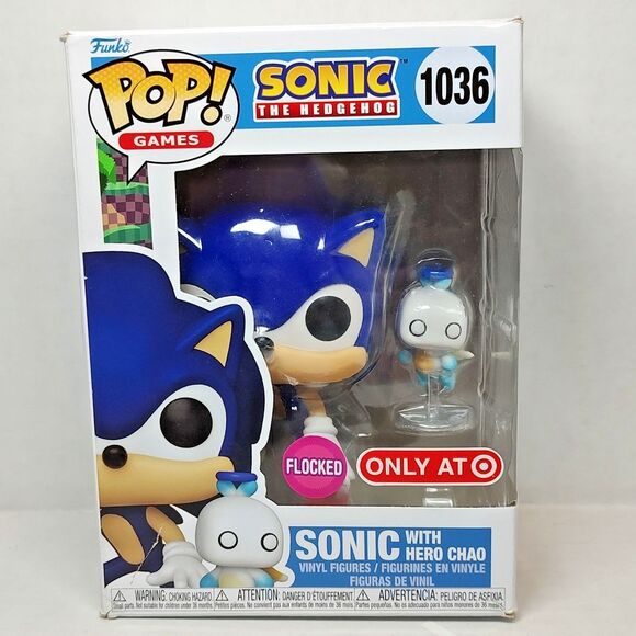 Funko Pop! Games Sonic the Hedgehog & Hero Chao 1036 Vinyl Figures Flocked NEW - Picture 2 of 16